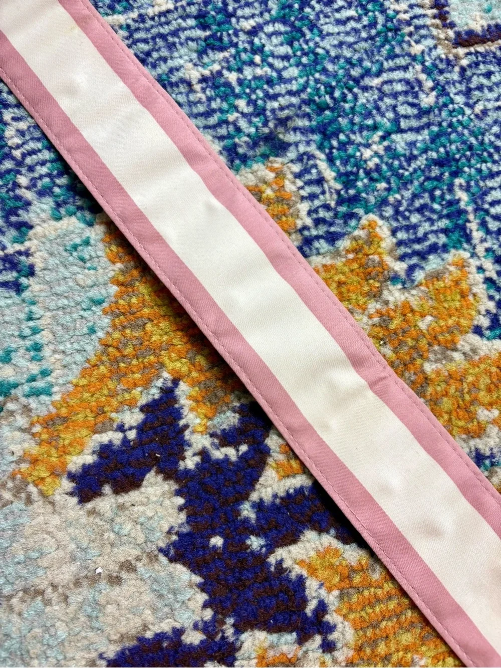 VTG 1980s Striped Pink and White Belt with Gold Rope Buckle